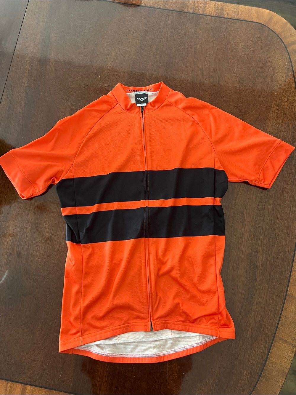 TWIN SIX Orange Cycling Jersey with Black Stripes